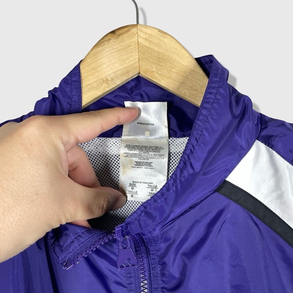 Adidas Windbreaker Jacket Mens Medium Purple Sporty Track Retro Sporty - Picture 4 of 8